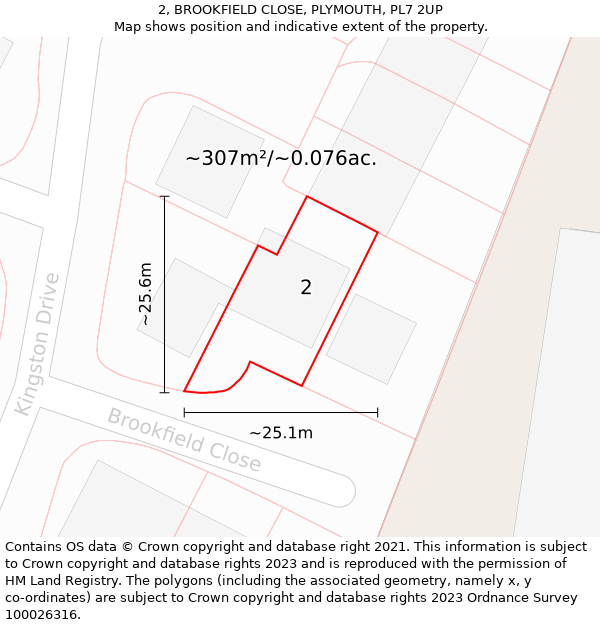 2, BROOKFIELD CLOSE, PLYMOUTH, PL7 2UP: Plot and title map
