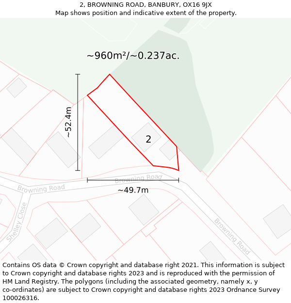 2, BROWNING ROAD, BANBURY, OX16 9JX: Plot and title map