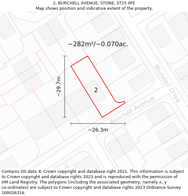 2, BURCHELL AVENUE, STONE, ST15 0FE: Plot and title map