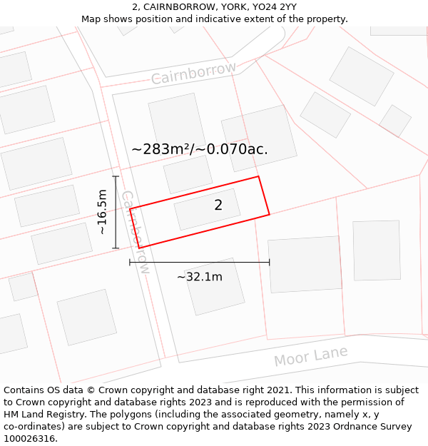 2, CAIRNBORROW, YORK, YO24 2YY: Plot and title map