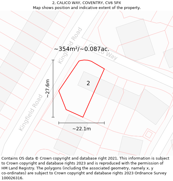 2, CALICO WAY, COVENTRY, CV6 5PX: Plot and title map