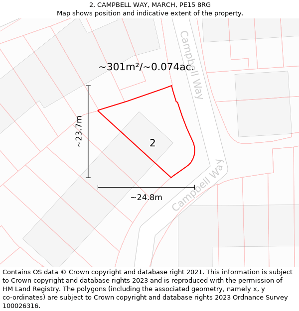 2, CAMPBELL WAY, MARCH, PE15 8RG: Plot and title map