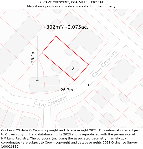 2, CAVE CRESCENT, COALVILLE, LE67 4AT: Plot and title map