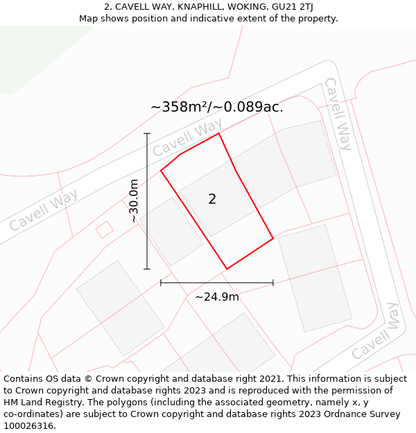 2, CAVELL WAY, KNAPHILL, WOKING, GU21 2TJ: Plot and title map