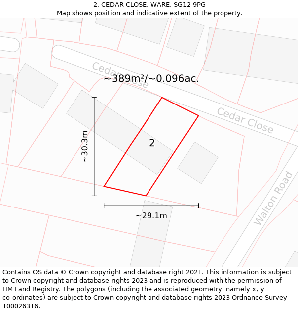 2, CEDAR CLOSE, WARE, SG12 9PG: Plot and title map