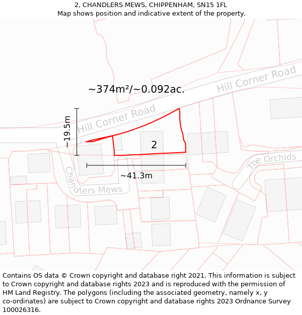 2, CHANDLERS MEWS, CHIPPENHAM, SN15 1FL: Plot and title map