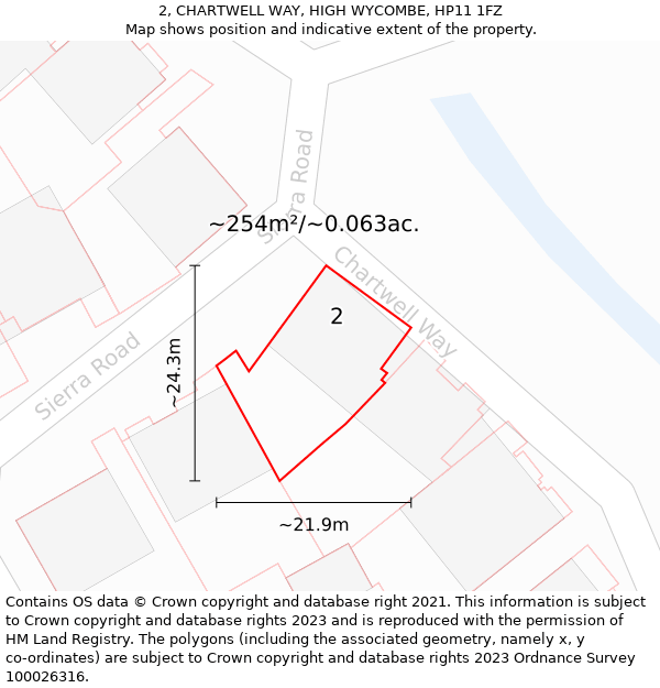 2, CHARTWELL WAY, HIGH WYCOMBE, HP11 1FZ: Plot and title map