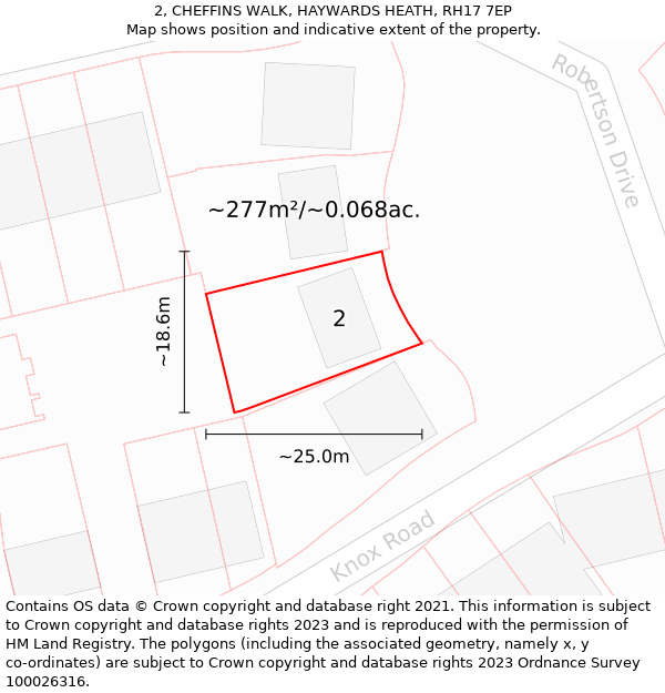 2, CHEFFINS WALK, HAYWARDS HEATH, RH17 7EP: Plot and title map