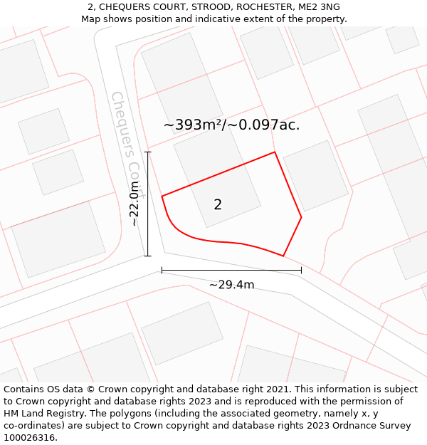 2, CHEQUERS COURT, STROOD, ROCHESTER, ME2 3NG: Plot and title map