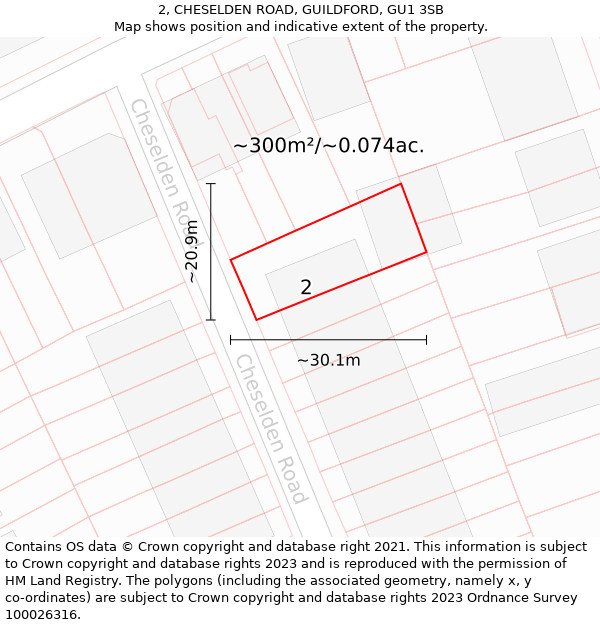 2, CHESELDEN ROAD, GUILDFORD, GU1 3SB: Plot and title map