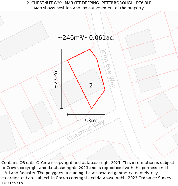 2, CHESTNUT WAY, MARKET DEEPING, PETERBOROUGH, PE6 8LP: Plot and title map