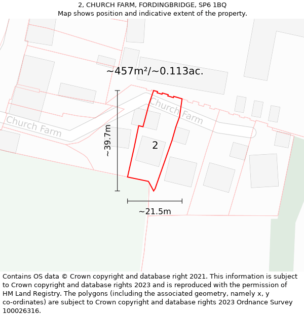 2, CHURCH FARM, FORDINGBRIDGE, SP6 1BQ: Plot and title map