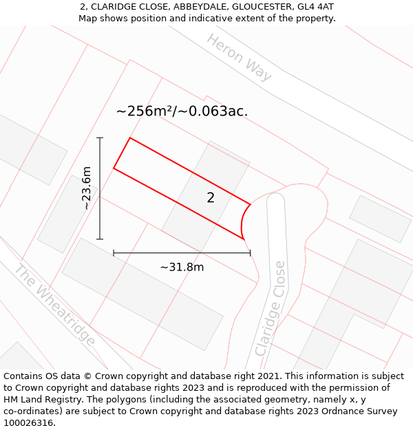 2, CLARIDGE CLOSE, ABBEYDALE, GLOUCESTER, GL4 4AT: Plot and title map