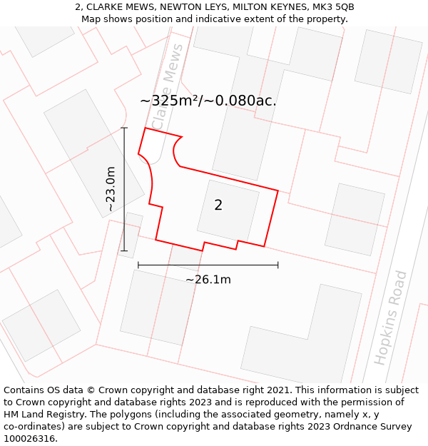 2, CLARKE MEWS, NEWTON LEYS, MILTON KEYNES, MK3 5QB: Plot and title map