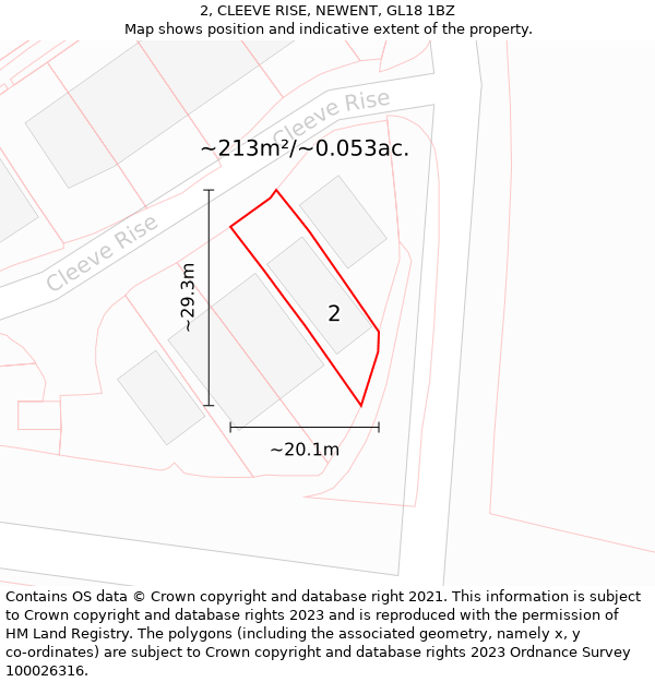 2, CLEEVE RISE, NEWENT, GL18 1BZ: Plot and title map