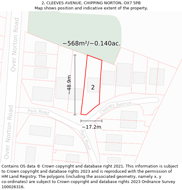 2, CLEEVES AVENUE, CHIPPING NORTON, OX7 5PB: Plot and title map