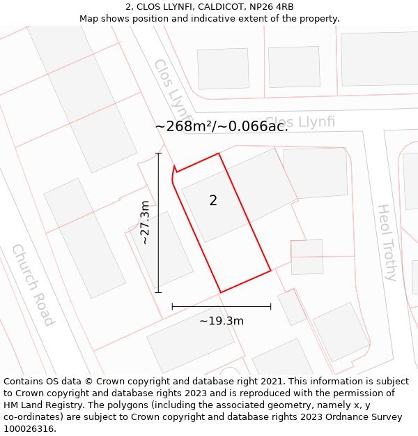 2, CLOS LLYNFI, CALDICOT, NP26 4RB: Plot and title map