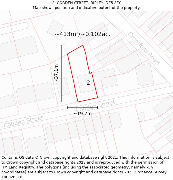 2, COBDEN STREET, RIPLEY, DE5 3FY: Plot and title map