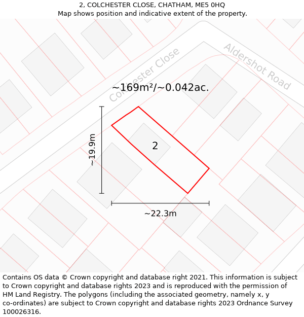 2, COLCHESTER CLOSE, CHATHAM, ME5 0HQ: Plot and title map