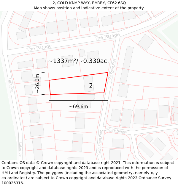 2, COLD KNAP WAY, BARRY, CF62 6SQ: Plot and title map