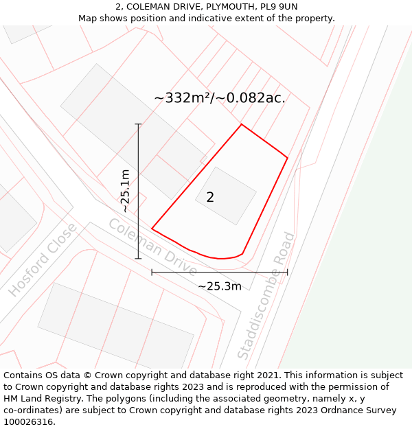 2, COLEMAN DRIVE, PLYMOUTH, PL9 9UN: Plot and title map