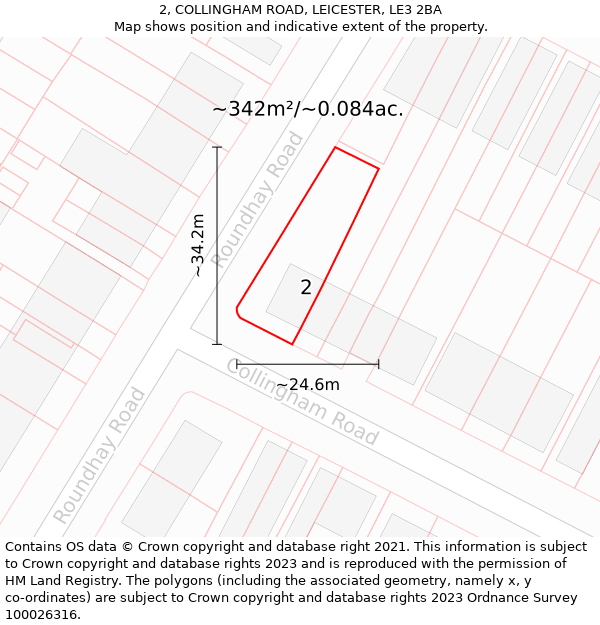 2, COLLINGHAM ROAD, LEICESTER, LE3 2BA: Plot and title map