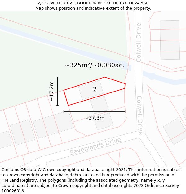 2, COLWELL DRIVE, BOULTON MOOR, DERBY, DE24 5AB: Plot and title map