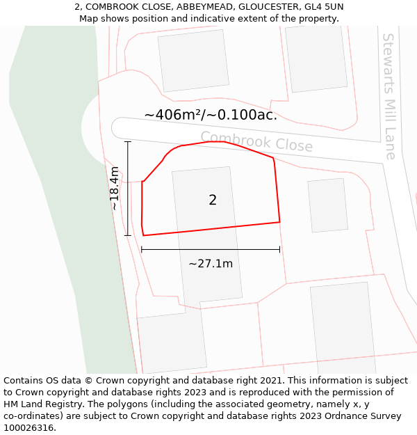 2, COMBROOK CLOSE, ABBEYMEAD, GLOUCESTER, GL4 5UN: Plot and title map