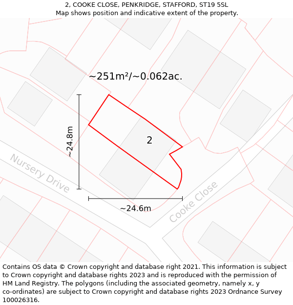 2, COOKE CLOSE, PENKRIDGE, STAFFORD, ST19 5SL: Plot and title map