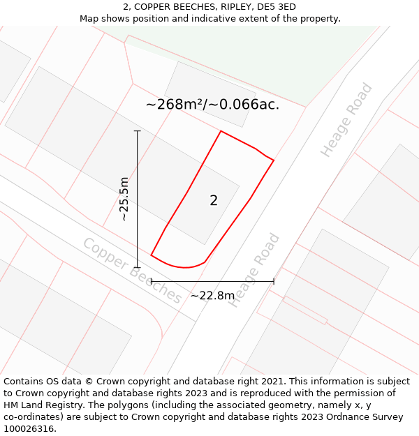 2, COPPER BEECHES, RIPLEY, DE5 3ED: Plot and title map