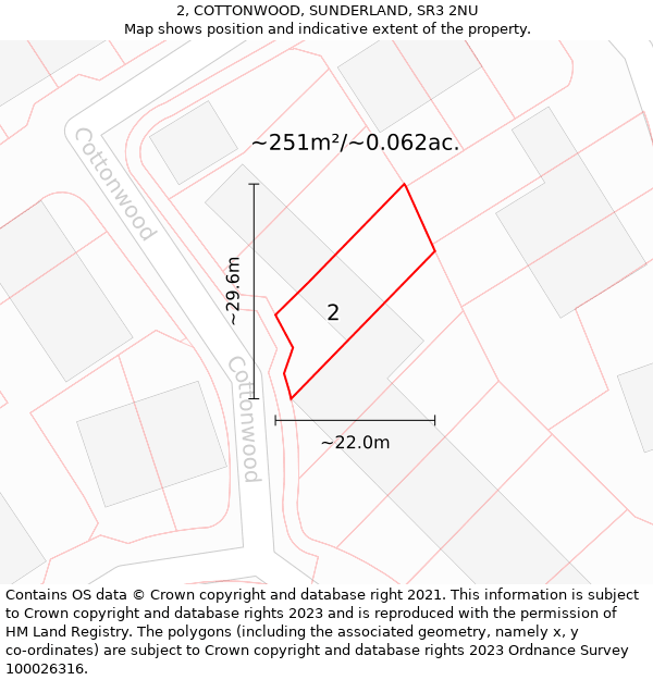 2, COTTONWOOD, SUNDERLAND, SR3 2NU: Plot and title map