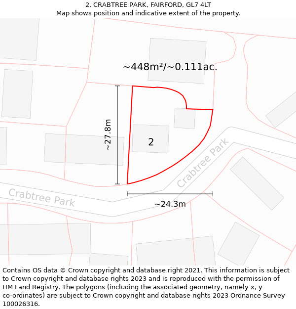 2, CRABTREE PARK, FAIRFORD, GL7 4LT: Plot and title map