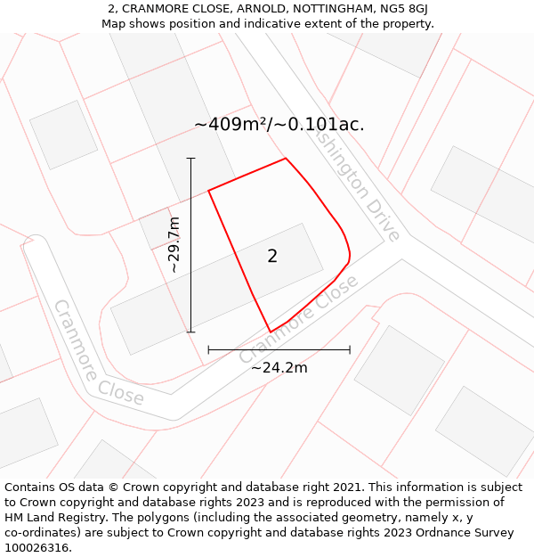 2, CRANMORE CLOSE, ARNOLD, NOTTINGHAM, NG5 8GJ: Plot and title map