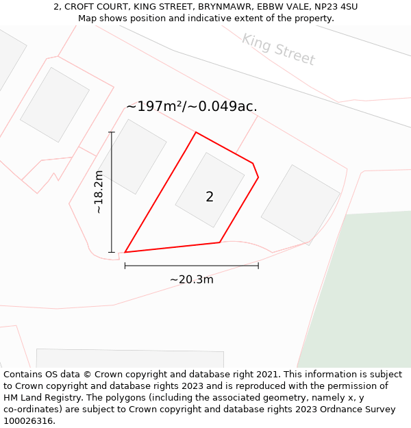 2, CROFT COURT, KING STREET, BRYNMAWR, EBBW VALE, NP23 4SU: Plot and title map