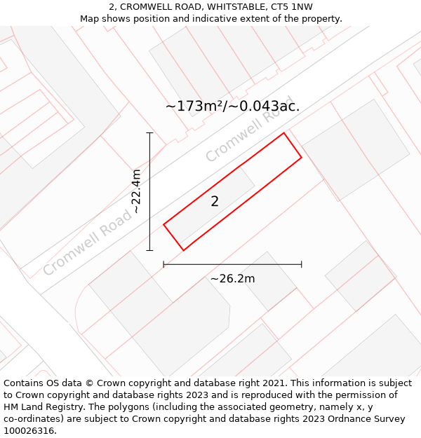 2, CROMWELL ROAD, WHITSTABLE, CT5 1NW: Plot and title map