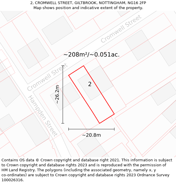 2, CROMWELL STREET, GILTBROOK, NOTTINGHAM, NG16 2FP: Plot and title map