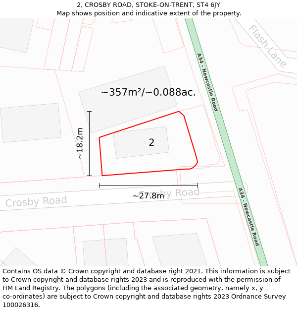 2, CROSBY ROAD, STOKE-ON-TRENT, ST4 6JY: Plot and title map