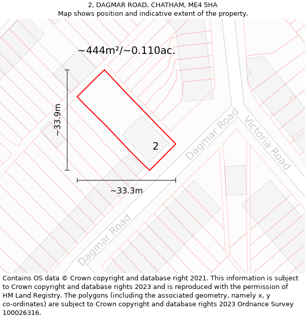 2, DAGMAR ROAD, CHATHAM, ME4 5HA: Plot and title map