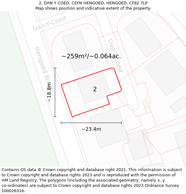 2, DAN Y COED, CEFN HENGOED, HENGOED, CF82 7LP: Plot and title map