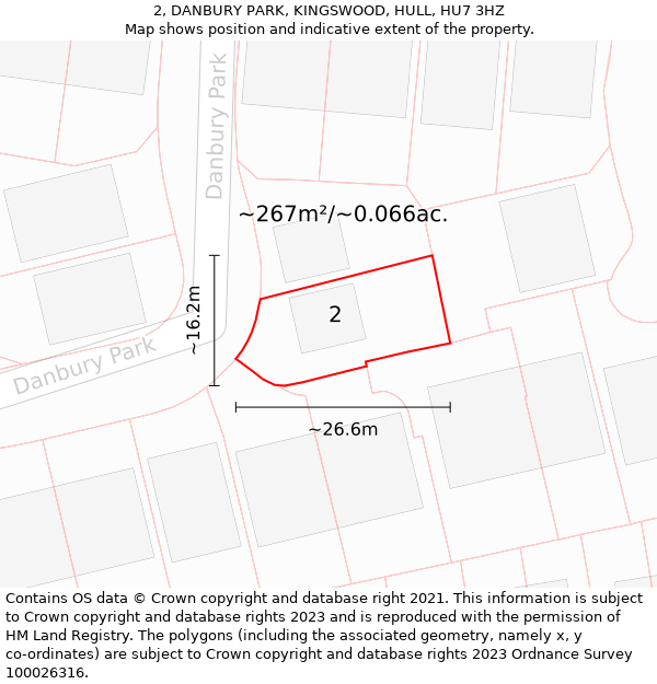 2, DANBURY PARK, KINGSWOOD, HULL, HU7 3HZ: Plot and title map