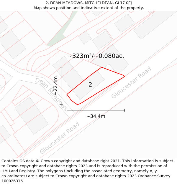 2, DEAN MEADOWS, MITCHELDEAN, GL17 0EJ: Plot and title map