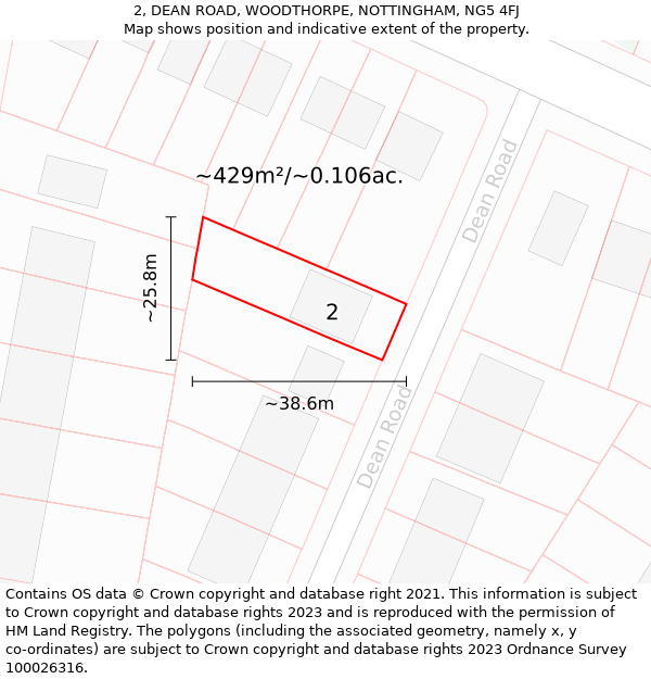 2, DEAN ROAD, WOODTHORPE, NOTTINGHAM, NG5 4FJ: Plot and title map