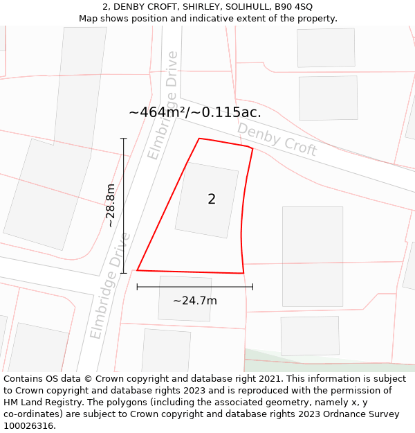 2, DENBY CROFT, SHIRLEY, SOLIHULL, B90 4SQ: Plot and title map