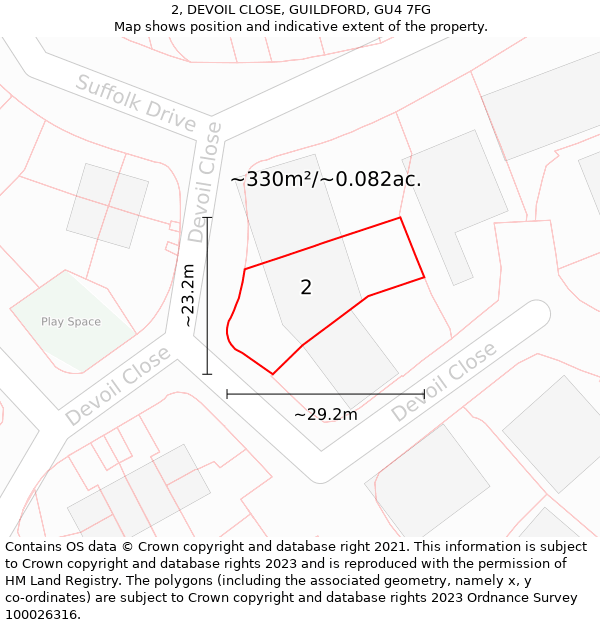 2, DEVOIL CLOSE, GUILDFORD, GU4 7FG: Plot and title map