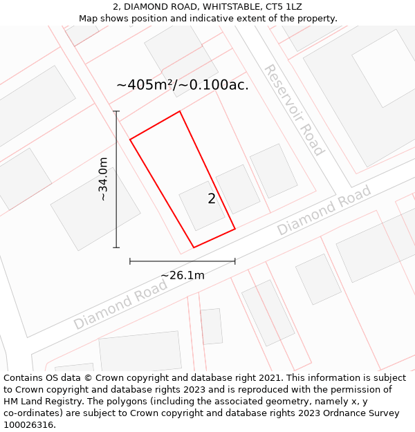 2, DIAMOND ROAD, WHITSTABLE, CT5 1LZ: Plot and title map