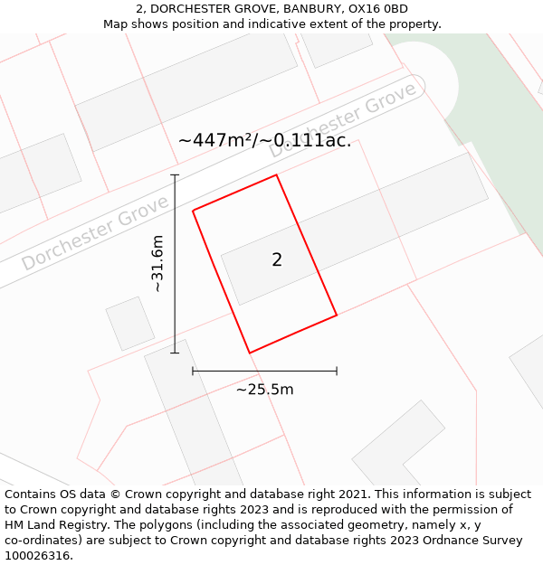 2, DORCHESTER GROVE, BANBURY, OX16 0BD: Plot and title map