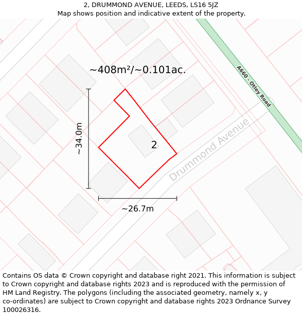 2, DRUMMOND AVENUE, LEEDS, LS16 5JZ: Plot and title map