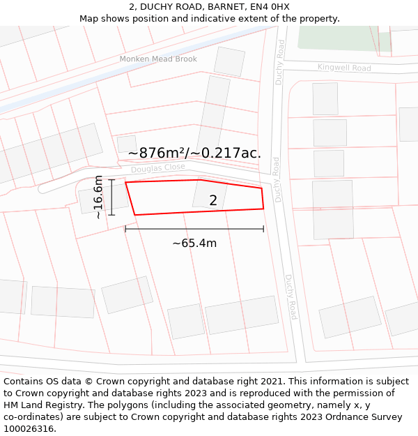 2, DUCHY ROAD, BARNET, EN4 0HX: Plot and title map