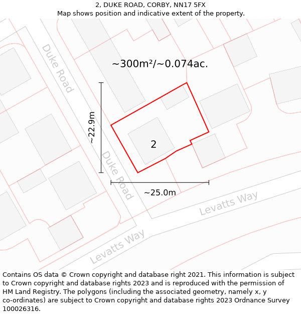 2, DUKE ROAD, CORBY, NN17 5FX: Plot and title map