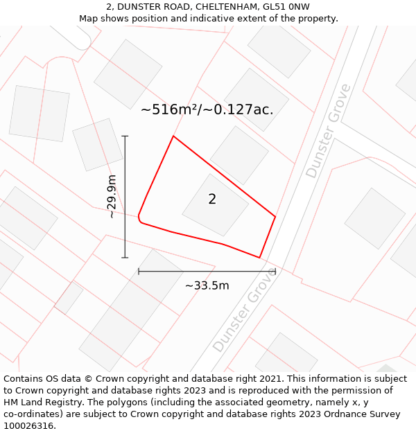 2, DUNSTER ROAD, CHELTENHAM, GL51 0NW: Plot and title map